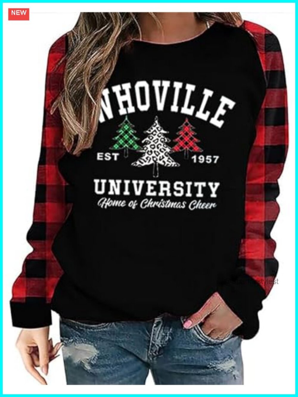 Whoville University Christmas Sweatshirt Cotton Blend Pullover
